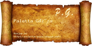 Paletta Géza névjegykártya